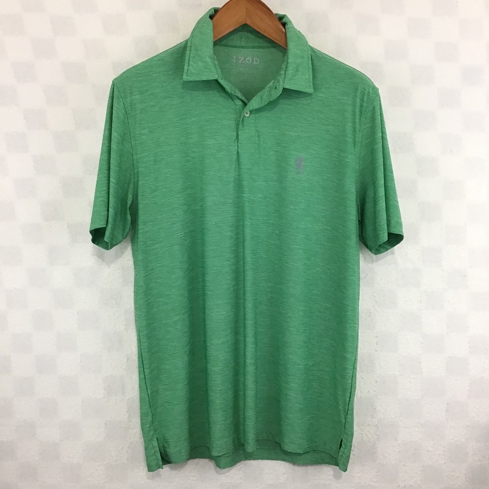 IZOD Golf Mens Medium Green Heather‎ Short Sleeve Stretch Performance Polo Shirt
